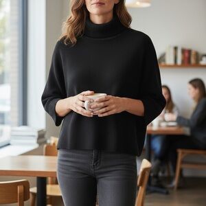 NY & CO M Black Turtleneck Dolman Tight Knit Sweater R $68